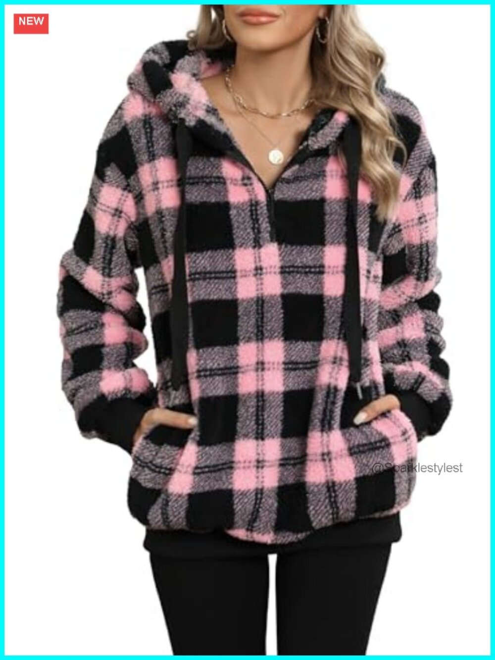 Yanekop Womens Fleece Pullover Oversized Sherpa Half Zip Jacket